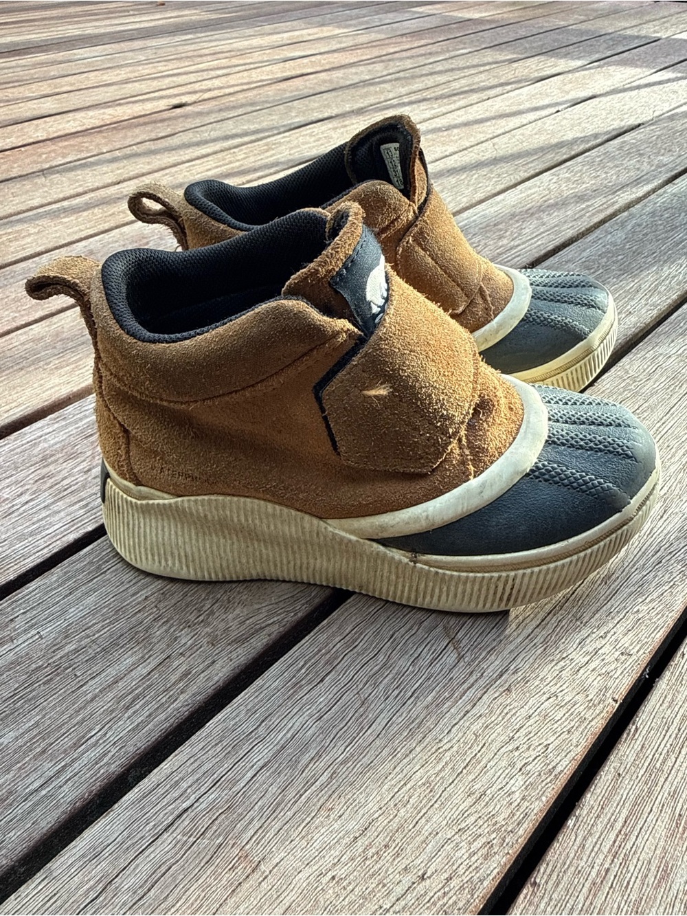 Sorel Kids Brown Suede and Black Waterproof Duck Boots
